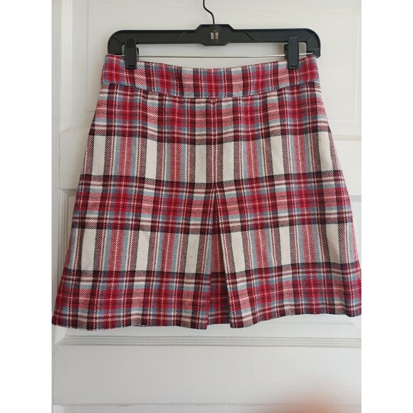 J Crew Nello Gori pleated mini skirt 4 plaid schoolgirl preppy Italian woolblend - Picture 1 of 9